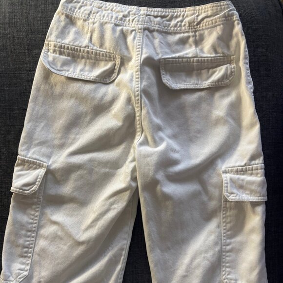 Zara CRISP! White Cotton High Waist Cargo Pants 0 - Picture 4 of 7
